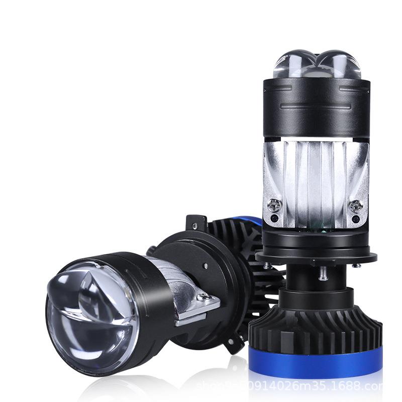 汽车H4双光透镜矩阵LED前大灯泡 BI LED LENS三爪HS1改装高亮聚光