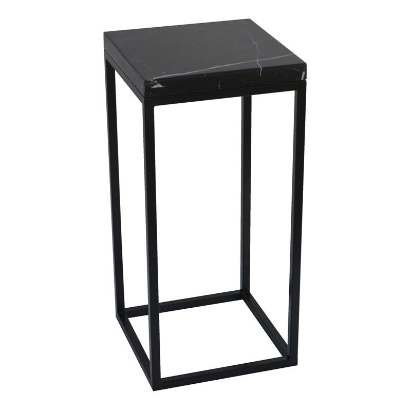 新款铁艺黑色花架子客厅落地式简约大理石雕塑架室内阳台置物架花