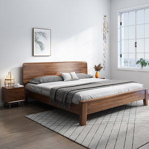 加宽乘两米二胡桃木双人床2米x2米2大床实木2x22米超大床200×220