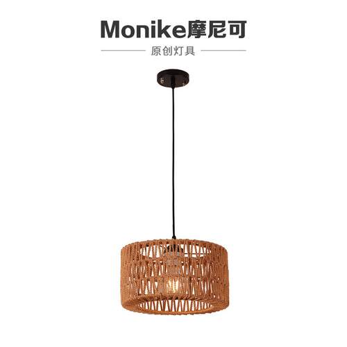 跨境led藤艺简约餐厅室内吊灯装饰铁艺床头过道吧台中山灯具