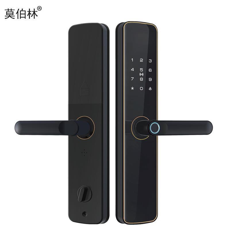 一握开指纹锁家用半自动智能锁公寓楼盘家用入户门防盗电子密码锁