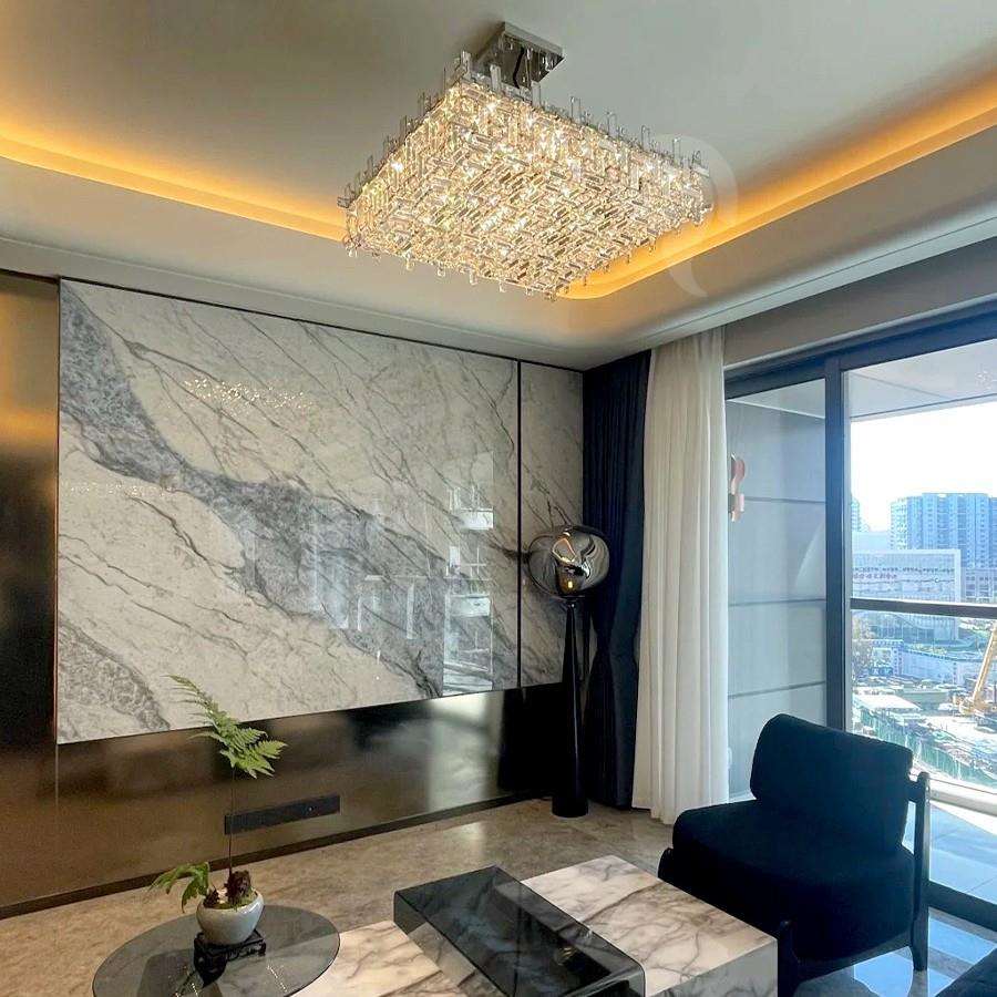 进口埃及水晶吊灯轻奢客厅卧室高端别墅正方形艺术创意几何灯具