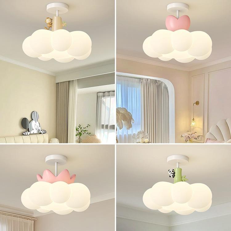 全光谱护眼卧室吊灯北欧简约奶油风创意云朵温馨公主儿童房吸顶灯