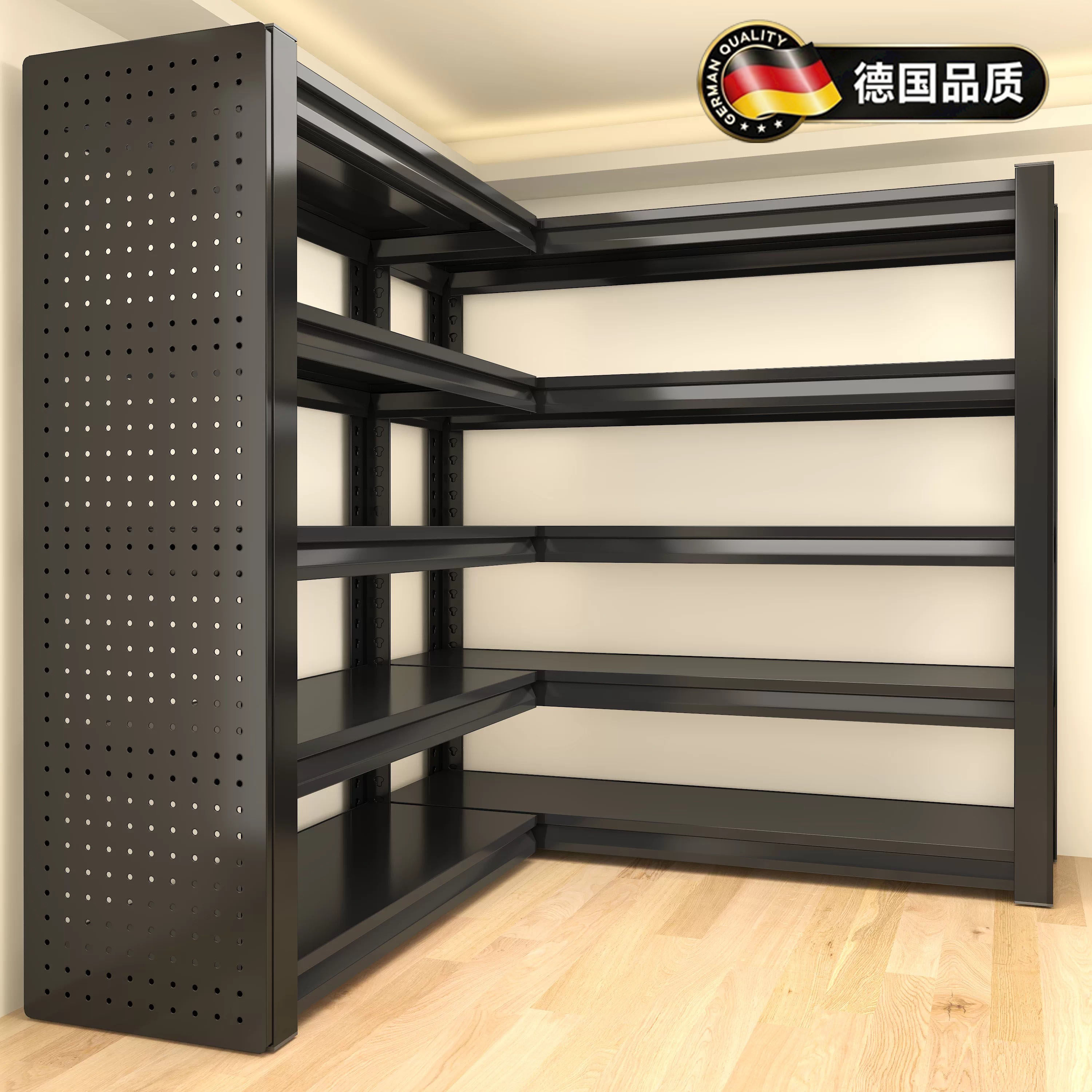 德国家用L型90度转角多层置物架仓库拐角货架一体靠墙阳台储物架
