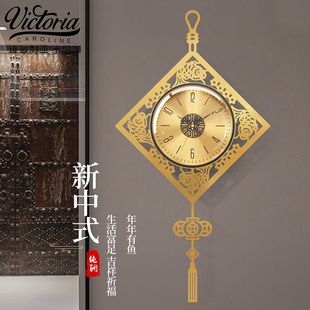 新中式 大气 轻奢现代钟表高端时尚 纯铜挂钟客厅大号家用中国风个性