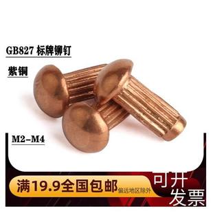 GB827紫铜标牌铆钉铭牌滚花铆钉商标铆钉M2M2.5M3M4