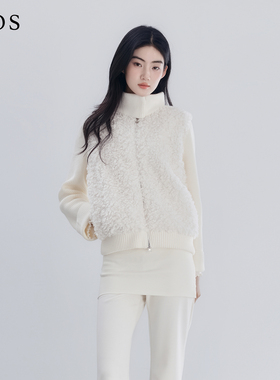 【孙乐言同款】LJOS仿羊羔毛拼接羽绒服椰奶白色乌木玫瑰粉2025冬