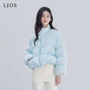 LJOS | 冰川极光蓝云朵泡芙超轻盈鹅绒服2025冬短款女外套休闲风