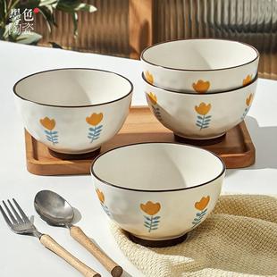 日式 陶瓷米饭碗家用好看 碗碟餐具套装 小碗5英寸吃饭碗2025新款