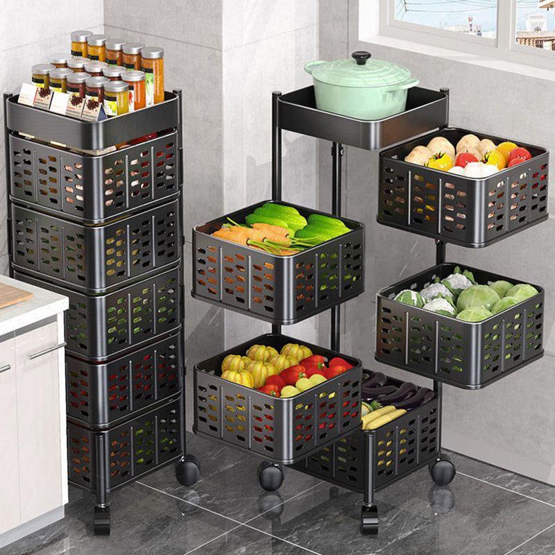 旋转菜篮子置物架厨房蔬菜落地多层储物果蔬可移动多功能专用收纳