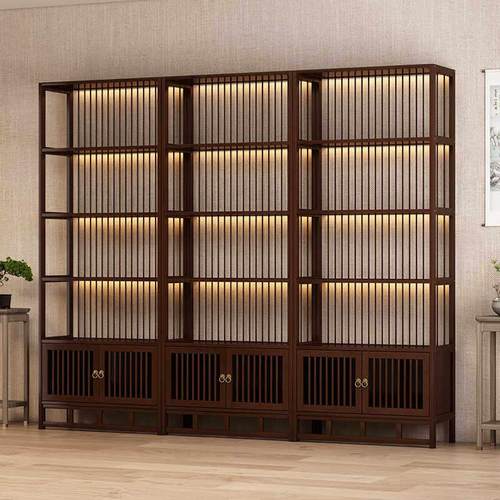 博古架新中式多宝阁茶叶展示茶柜酒置物架实木茶室办公室隔断屏风
