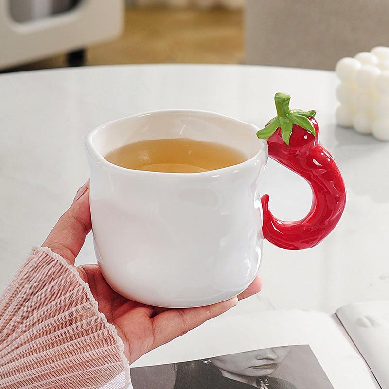 可爱红辣椒马克杯一对杯子陶瓷办公室喝水杯家用创意男女咖啡杯子