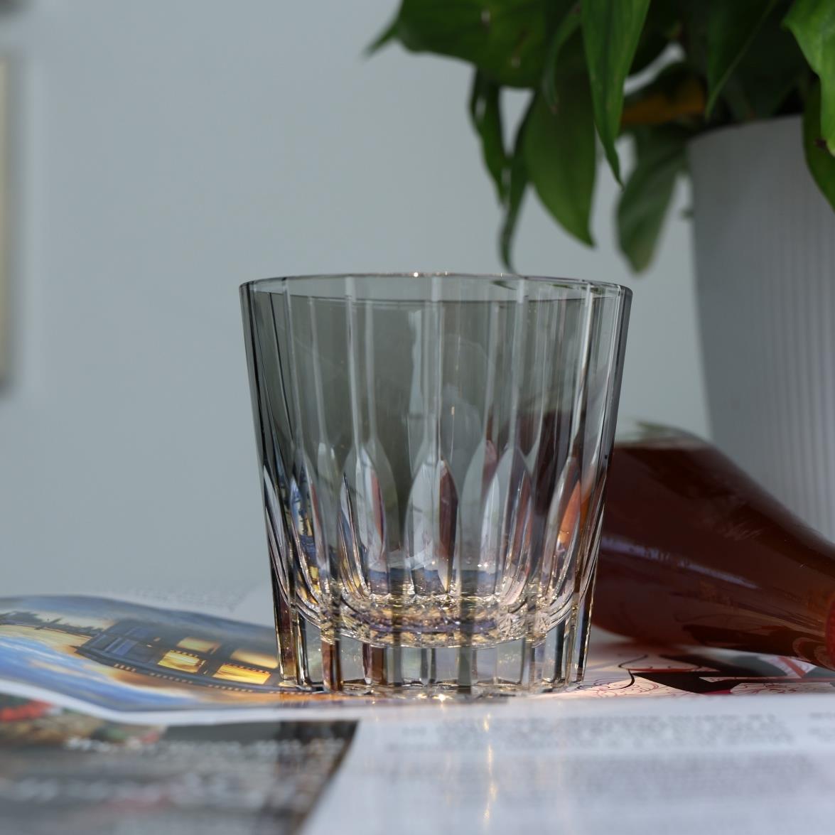 日式高端轻奢星芒水晶玻璃杯手工雕刻威士忌杯高级洋酒杯水杯