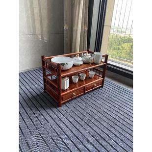 缅甸花梨木茶水架桌面茶具茶壶收纳架茶杯收纳架带抽屉两层摆放架