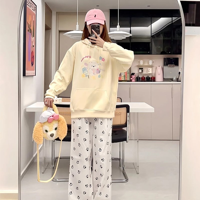 多巴胺可爱玩偶狗狗连帽r卫衣女学院风秋冬季加绒加厚长袖情侣帽