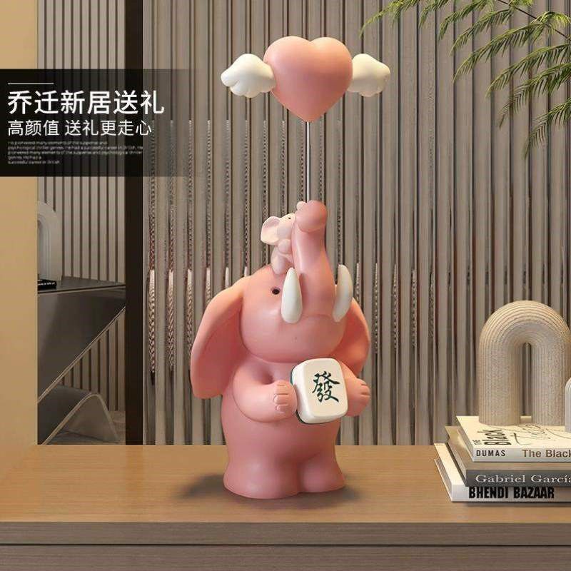 前台开业c酒柜招财创意收银台玄关客厅大象摆件装饰品家居饰品礼