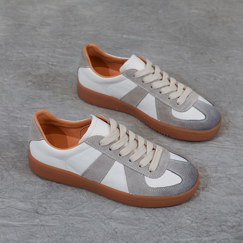 【里外全牛皮】复古德迅鞋女擦色休闲跑步运动鞋百搭平底小白鞋女,女鞋,德训鞋,淘宝优惠券,粉丝福利购,淘宝优惠卷