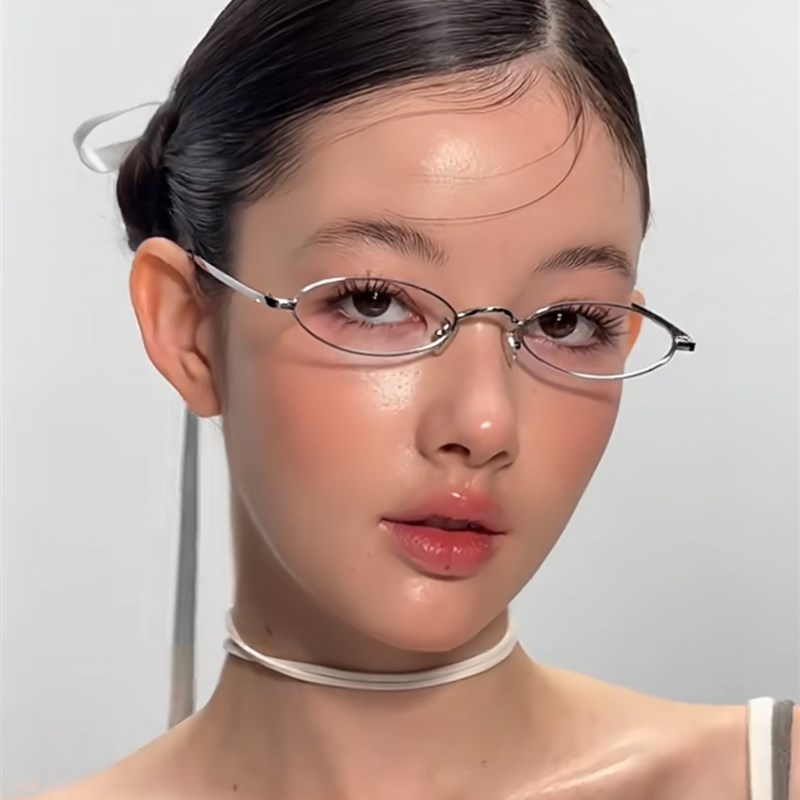 404的店复古小框椭圆金属近视眼镜架G素颜平光镜框配度数斯文男女