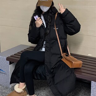 棉服女中长款 韩系宽松棉袄学生加厚羽绒棉衣外套 过膝2024冬季 新款