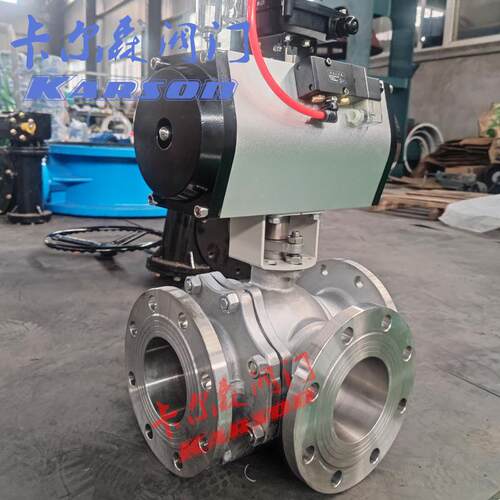 Q64/45F-1三6P不法锈钢兰T型水合分流换向酸碱 气动4通球阀
