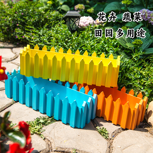 长方形花盆仿尖头栅栏树脂塑料多肉加厚耐晒多彩创意育苗种菜盆