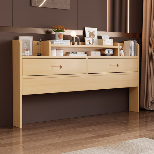 实木储物床头板1.5米单人简易床