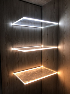 led玻璃层板灯夹8-10mm卡槽12v发光线条灯感应酒柜展柜隔板灯带条