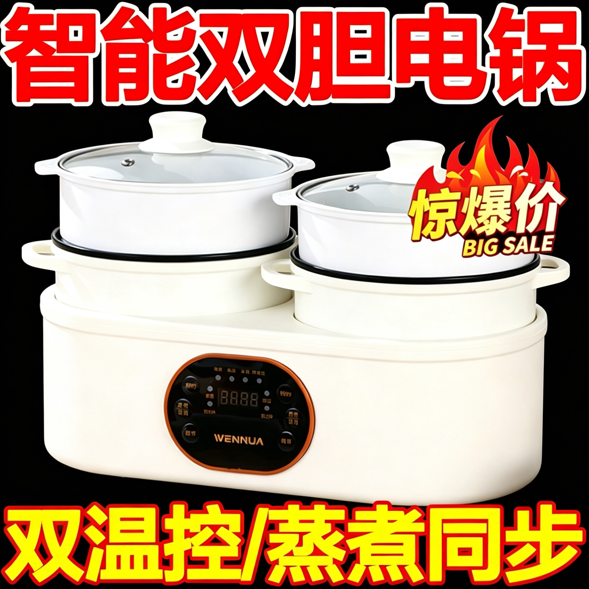 德国智能双胆电饭锅家用多功能炒菜机双控电炒锅烹饪不粘锅电饭煲
