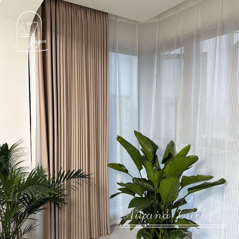 全国窗帘成都定制高遮光洛伊棉麻奶茶色现代简约北欧客厅卧室布纱