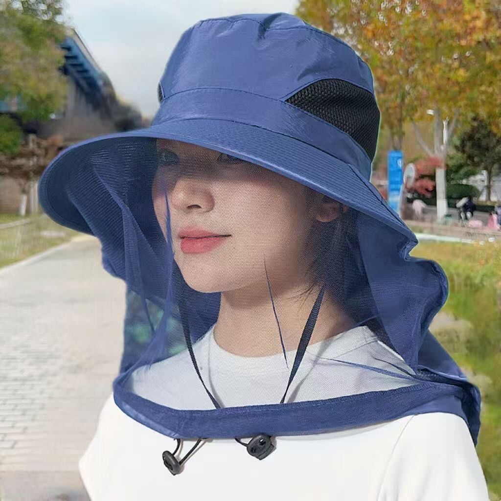夏季网纱透气防晒护颈披肩帽