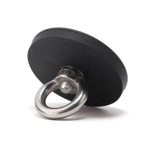 包胶磁铁吊环挂钩不伤漆强磁吸盘 橡胶磁性底座 带孔磁铁挂钩环