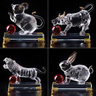 水晶十二生肖12鼠牛虎兔龙蛇马羊猴鸡狗猪家居装饰工艺品礼品摆件