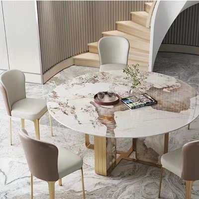 岩板餐桌现代极简设计师款亮光岩板餐桌高档餐桌