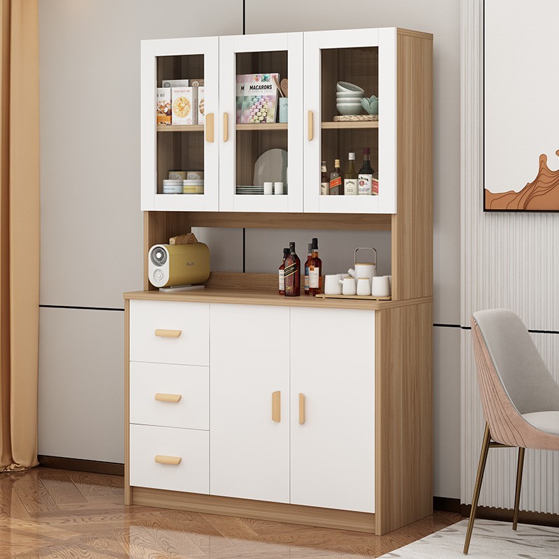 餐边柜新中式酒柜客厅玻璃碗橱柜储物置物实木腿现代简Z约茶水柜