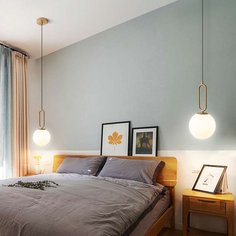 玻璃床头创意个性轻奢吊灯 北欧简约餐厅吧台软装设计师led小吊灯