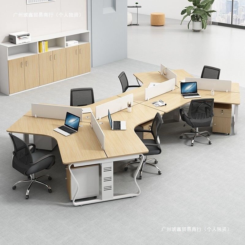 办公桌椅组合办公室3/5/6人位简约现代异形职员桌创意员工位卡座