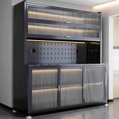 Fls厨房多层餐边柜落地多功能置物架微波炉烤箱钢制收纳柜家用储