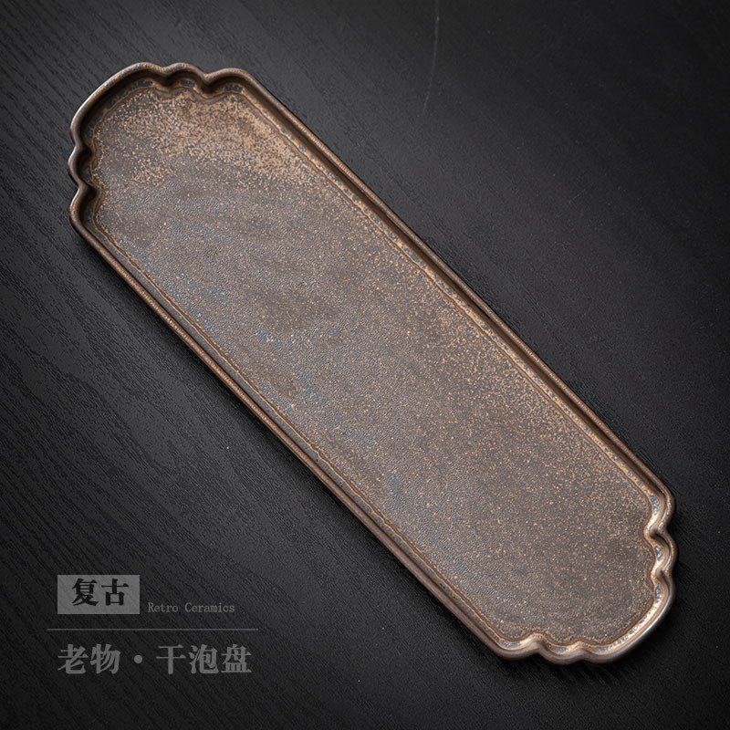 创意长方形茶盘陶瓷干泡小茶台复古茶壶壶托干泡盘茶杯收纳盘批发