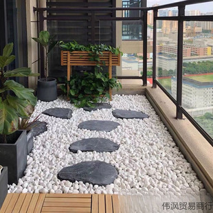 100斤白石子白色鹅卵石庭院造景装饰白石头花园铺地铺路白色砾石