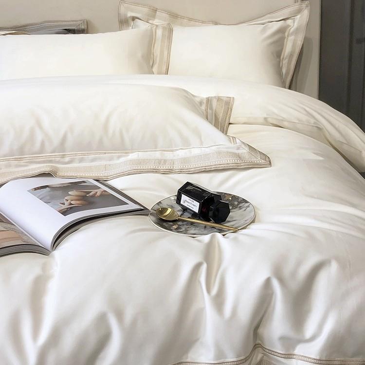 轻奢风全棉140支双股匹马棉四件套简约夏季纯棉被套裸睡床品床单