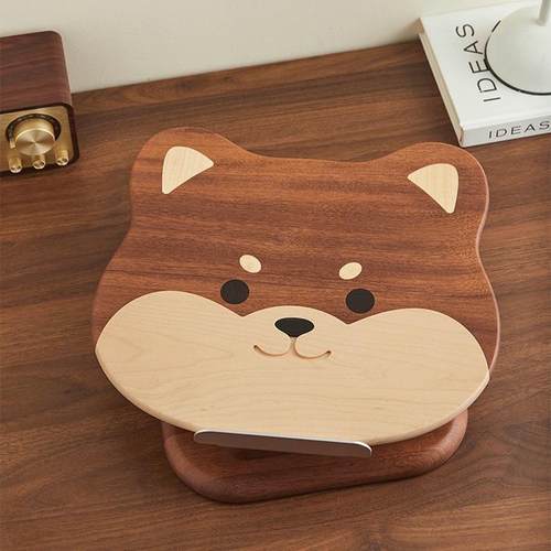 实木儿童书架桌面木质书立书夹固定书本绘本可升降柴犬阅读支架