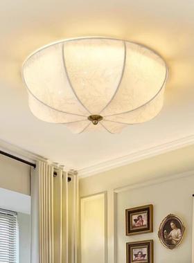 法式复古布艺印花吸顶灯卧室书房主卧灯美式浪漫衣帽间过道中古灯