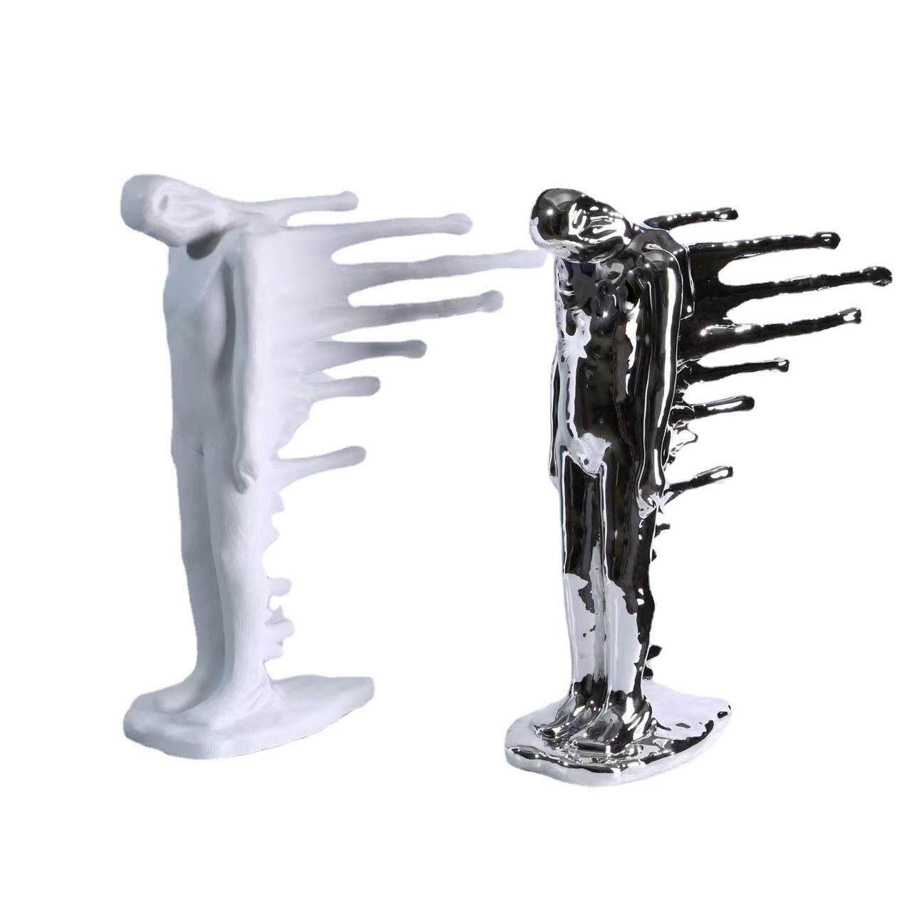 创意树脂抽象逆行者风中人物雕塑摆件玄关房间轻奢风办公桌面摆设