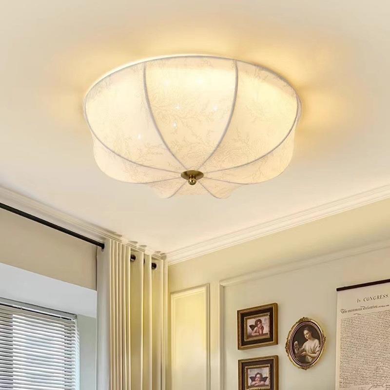 法式复古吸顶灯卧室灯书房灯主卧中古风蒙古包灯浪漫宫廷布艺灯