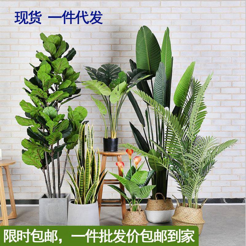 北欧大型仿真绿植室内造景旅人蕉琴叶榕散尾葵仿真植物盆栽