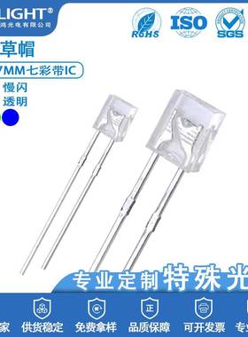 2*5*7MM草帽七彩带IC快闪/慢闪/透明/雾状LED电源指示灯珠二极管