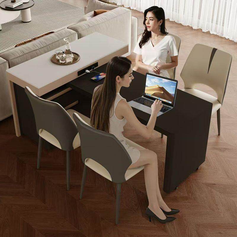 新款岛台餐桌一体家用可旋转伸缩岩板小户型厨房中岛泡茶吃饭桌子