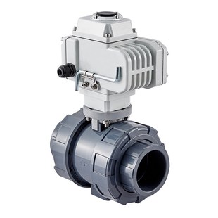 电动UPVC球阀Q911F-10S环保化工耐酸碱塑料双由令PVC阀门DN20 25