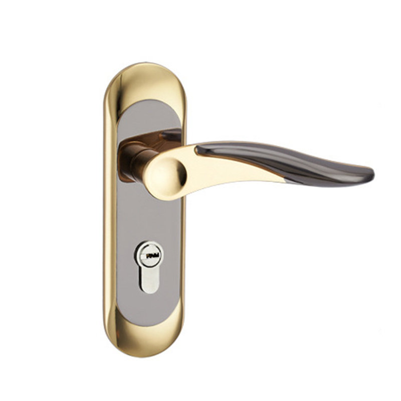 125室内卧室单舌门锁钛黑金简约房门锁卫生间实木门把手A0202D