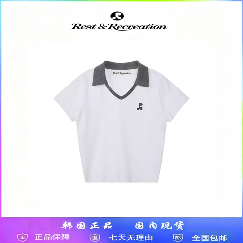 韩系学院风撞色POLO领短袖T恤夏.